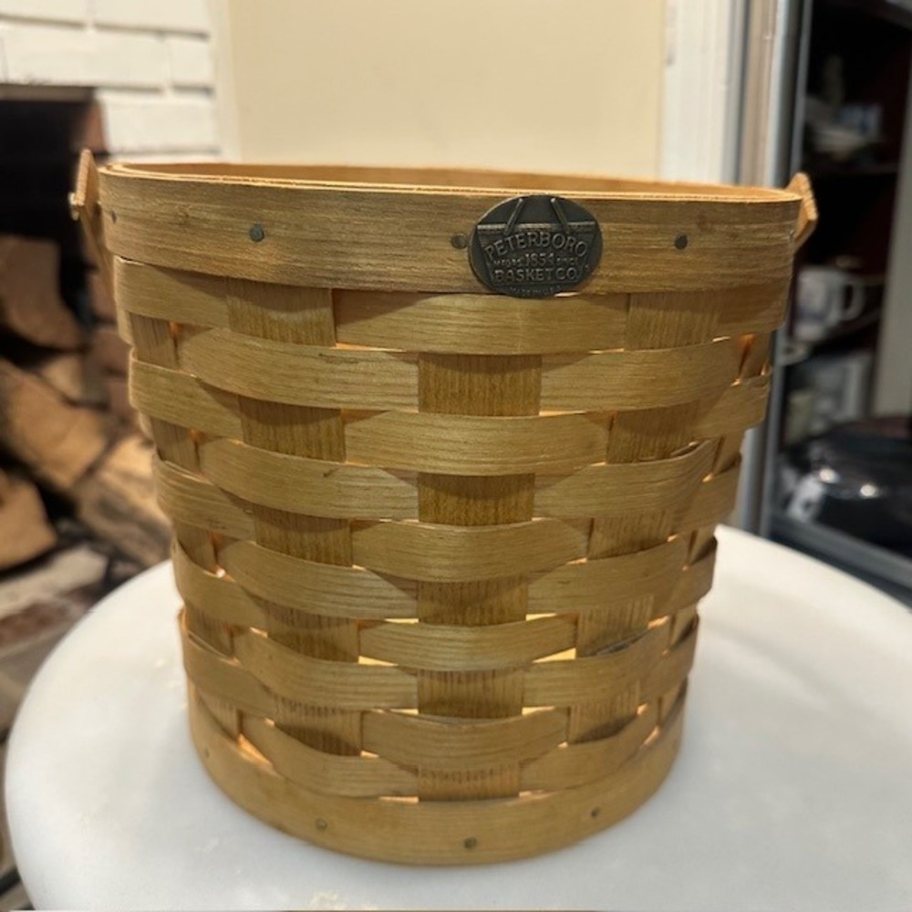 Peterboro Basket Co Woven Handle Basket Rustic Round‎ Farmhouse Decor Storage